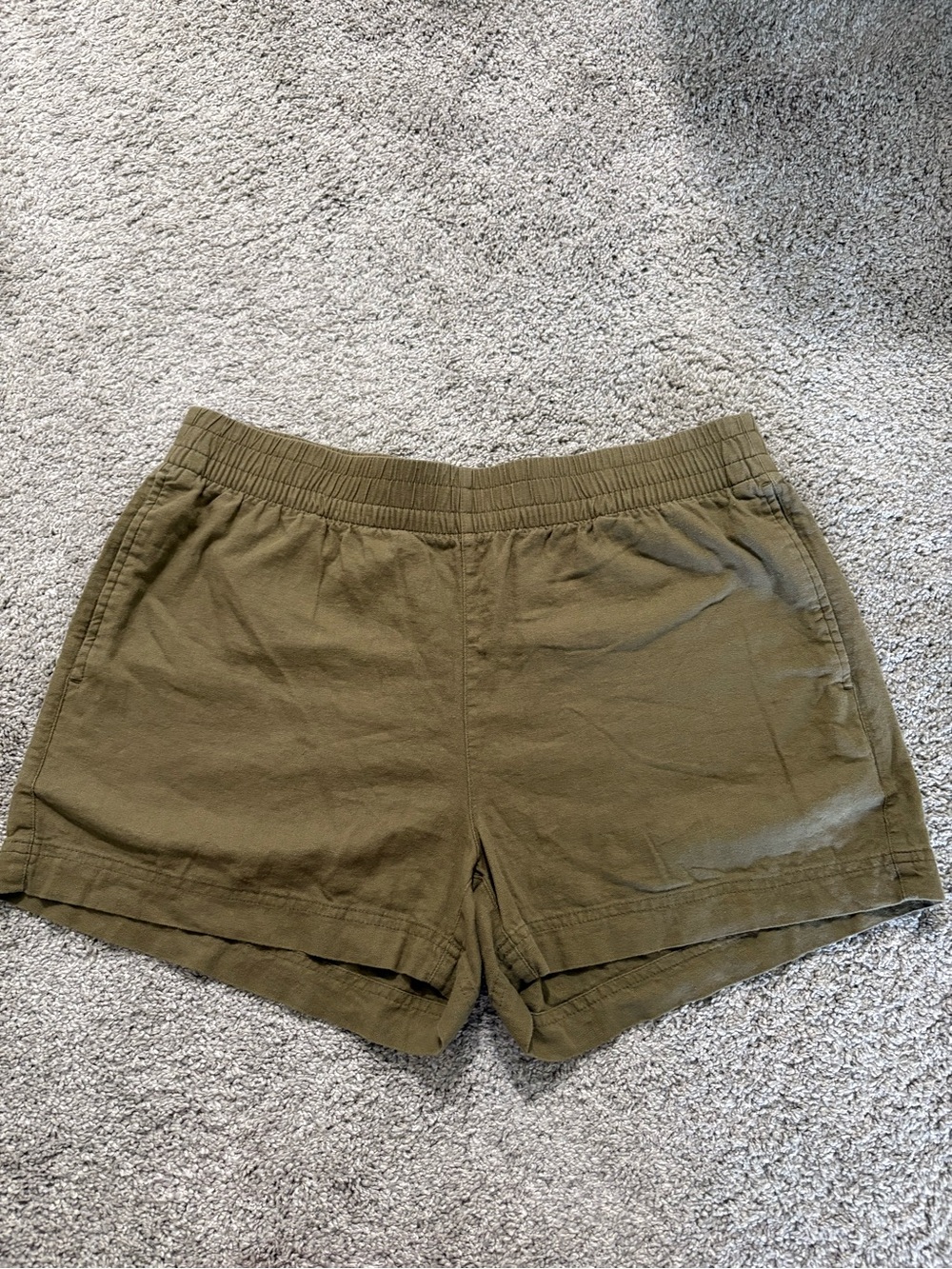 Old Navy Olive Green Women's Linen Blend Elastic Waist Casual Shorts Size L